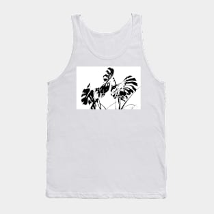 Monstera leaves and stems in casual fashion and artistic illustrative effect Tank Top